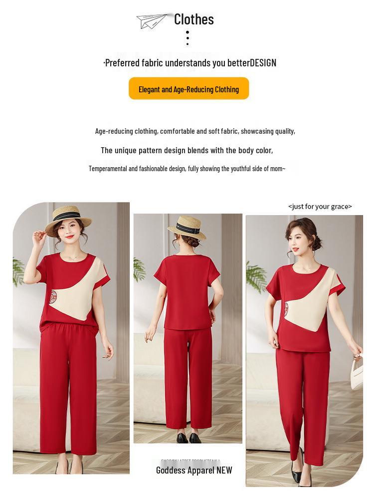 Mom's 2025 Summer Fashion: Trendy Two-Piece Suit for Middle-Aged & Elderly Women