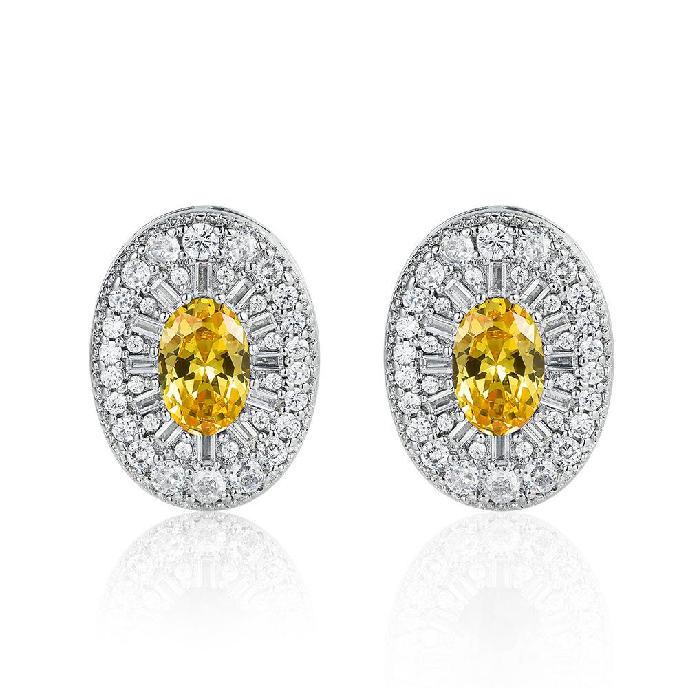New European and American style luxury colored treasure stud earrings, high-end exaggerated party atmosphere earrings set
