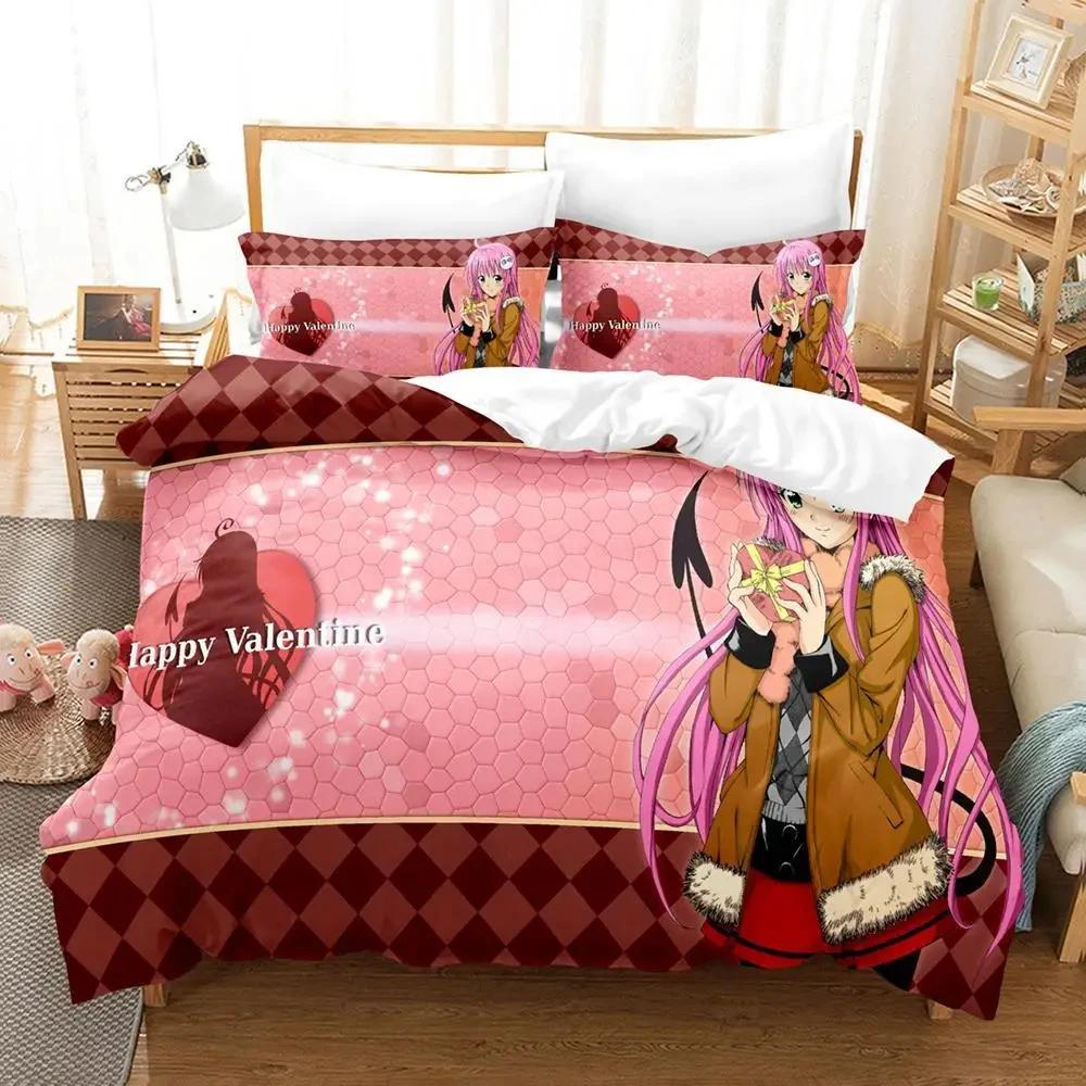 Anime Adult Boys Bedspread Single Double Queen King Size To Love Ru Duvet Cover Bed Set Quilt Cover Pillowcase