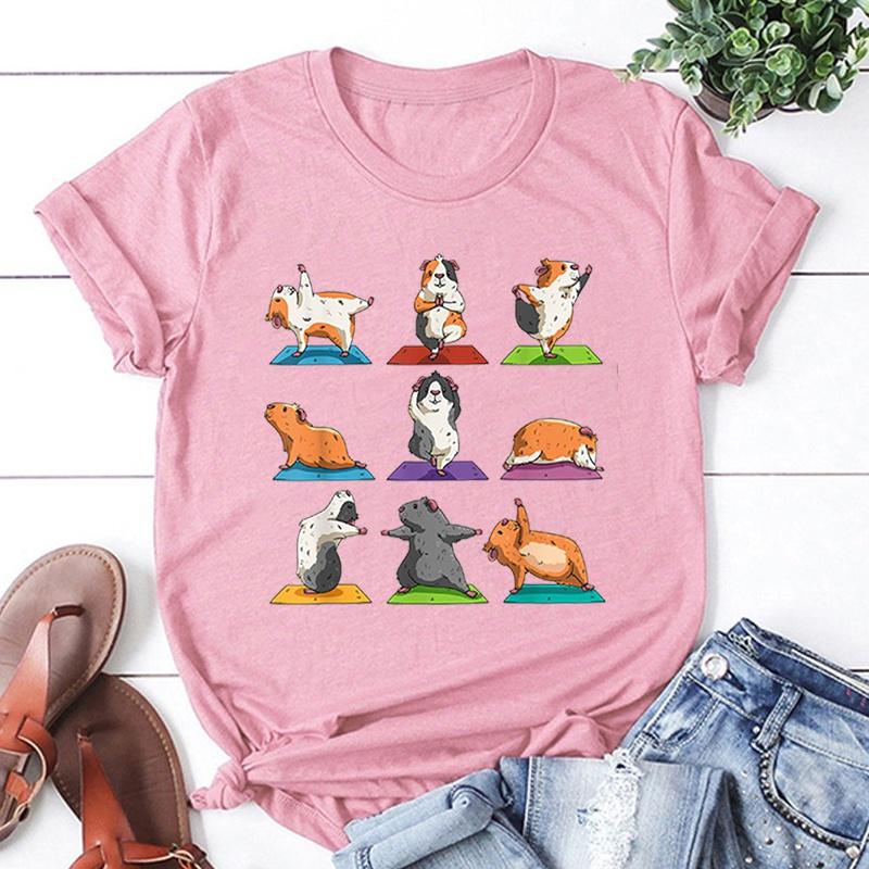 Jóga Morče Potisk Tričko Unisex Cool Letní Ležérní Tričko