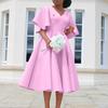Neues Damenmode Elegantes Kleid mit Glockenärmeln und V-Ausschnitt
