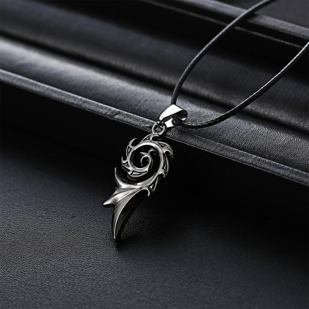 Creative Stainless Steel Flame Shaped Pendant Necklace For Women Men Punk Vintage Black Color Flame Choker Charm Jewelry Gifts