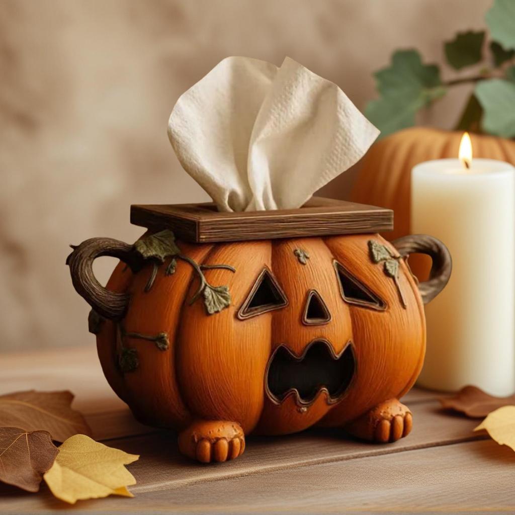 Halloween Pumpkin Tissue Box Holder Halloween Cute Scary Pumpkin Tissue Box Halloween Interior Decoration Horror Style tissueBox