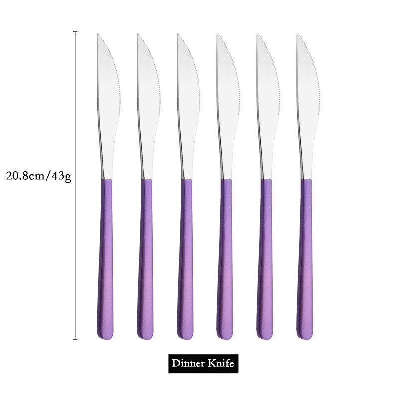 6 PCS Stainless Steel Rainbow Steak Knife Sharp Table Knives Set Restaurant Cutlery Dinner Knife Black Dinnerware Set