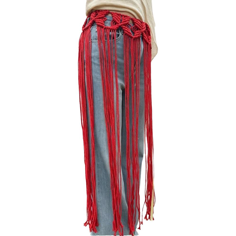 Bohemian Netted Fringe Waistband Decorative Tassel Fringed Waist Belt Women's Waist Accessory