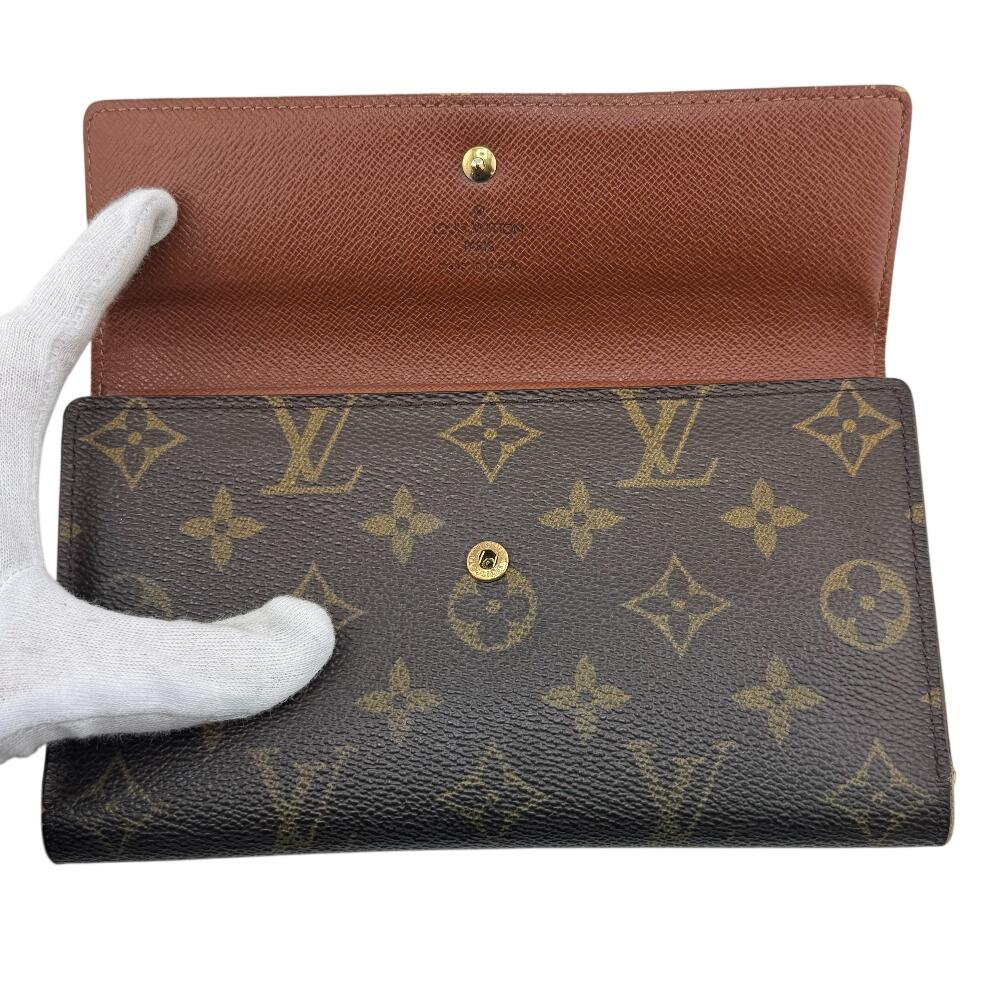 LOUIS VUITTON M61215 Monogram leather Portefeuille International Purse Sunburn leather Women Used