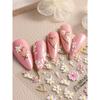 1Pc Spring And Summer Hot Stamping Flower Heart-Shaped Nail Art Stickers White Flowers, Hollow Heart-Shaped Nail Art Decal
