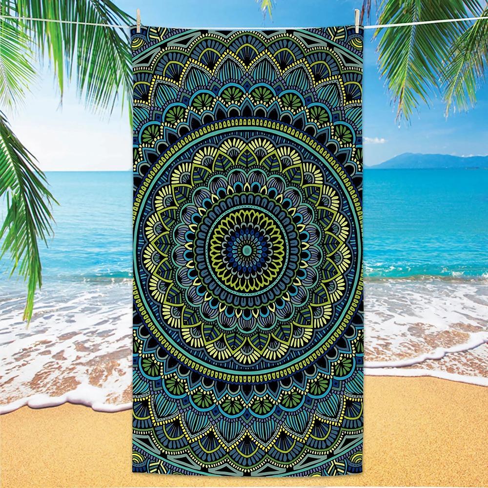 Bohemian Mandala Beach Towel Quick Dry Sand Free Microfiber Bath Towel Geometric Diamond Print Blanket for Summer Pool Travel