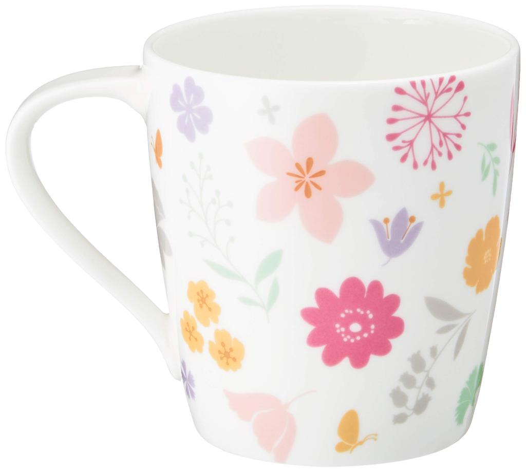 NARUMI Styles Cafe Mug, 290cc, Pink Flower Design, Cute, Microwave and Dishwasher Safe, Gift Boxed, 51198-2697