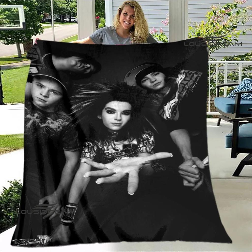 Coperta stampata della band Tokio Hotel Coperta calda per bambini Coperta in flanella morbida e accogliente Coperta per divano letto Coperta da viaggio Regalo di compleanno