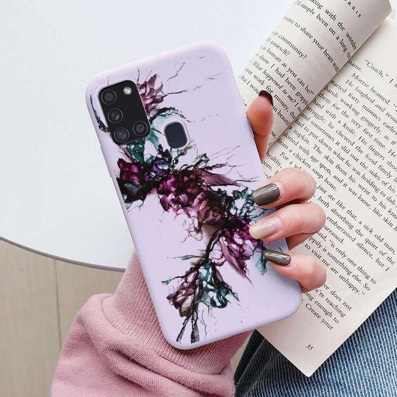 Case For Samsung Galaxy A21S Back Cover Protective Silicone Fundas Fashion Marble Stone Texture Coque For Samsung A21S Capa