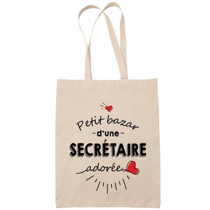Tote bag - PLANETEE - Secrétaire adorée femme - Coton naturel - Imprimé en France - Grande contenance
