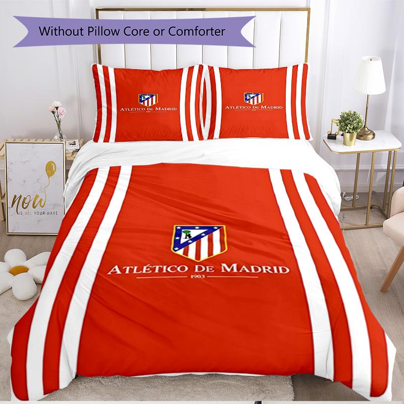 3pcs Duvet Cover Set (1*Duvet Cover + 2*Pillowcase, Without Core), football club Print Soft All‑Season Bedding Set, Home Bedroom Decor Gift