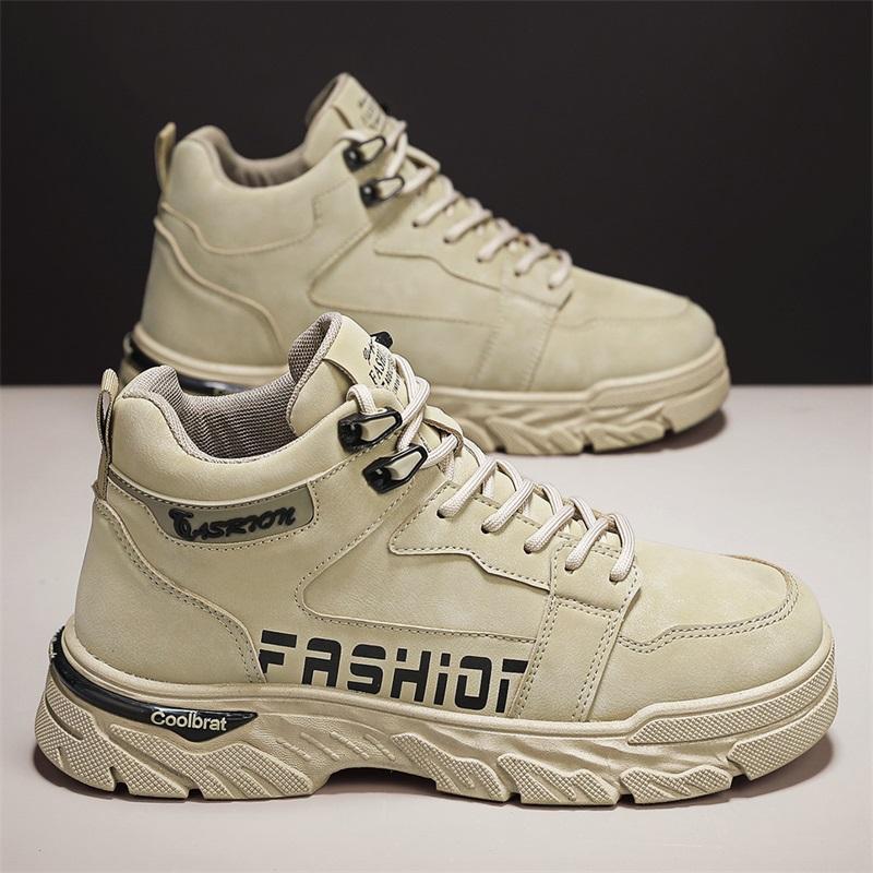 Fashion 2025 Luxury Men Shoes Male Waterproof Boots High Top Sneakers Combat Ankle Boots for Men Outdoor Light Casual Leather Shoes