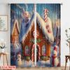 2 Stück, 2D-Flachdruck Zeitgenössische Vorhänge Lebkuchenhaus Schneemann Süßigkeiten (3) Polyester, einfache Installation (ohne Stange) Festlich
