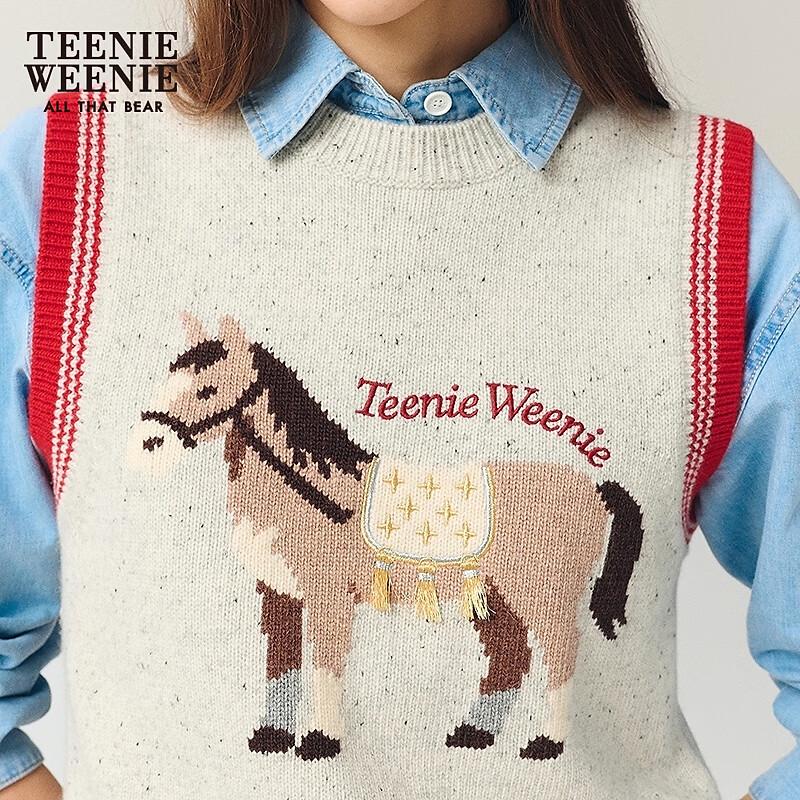 Teenie Weenie Women's Bear Letter Sleeveless Knitted Top