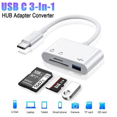 Adaptor Cititor de Carduri 3-în-1 Tip C la SD TF USB Memorie Convertor OTG Pentru iPhone 16 15 Serii Huawei Samsung Xiaomi Telefon Tabletă