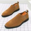 British Fashion New Men's Pointed Green Brown Suede Leather Shoes Male Designer Formal Wedding Prom Dress Homecoming Footwear