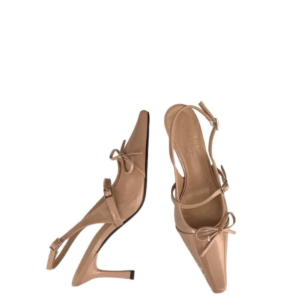 Nischen-Französisch Nude-Rosa High Heels Stilettoabsatz Taschenkopf Sandalen Feenschuhe 2025 Frühling und Sommer mit Rock Einzelne Schuhe