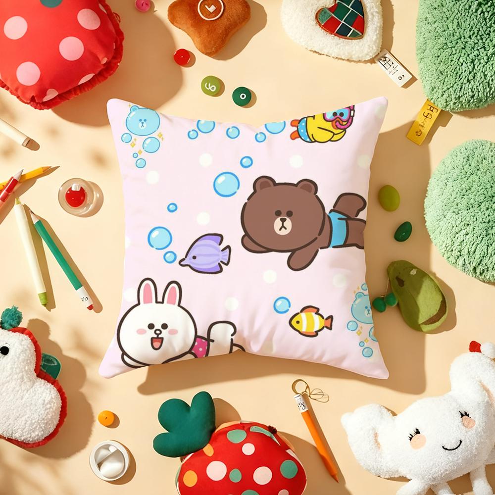 Kingdom L-Line F-Friends Pillow Case Plush Fabric Soft Double-Sided Printed Sofa Warm Winter Home Gift Cushion Cover