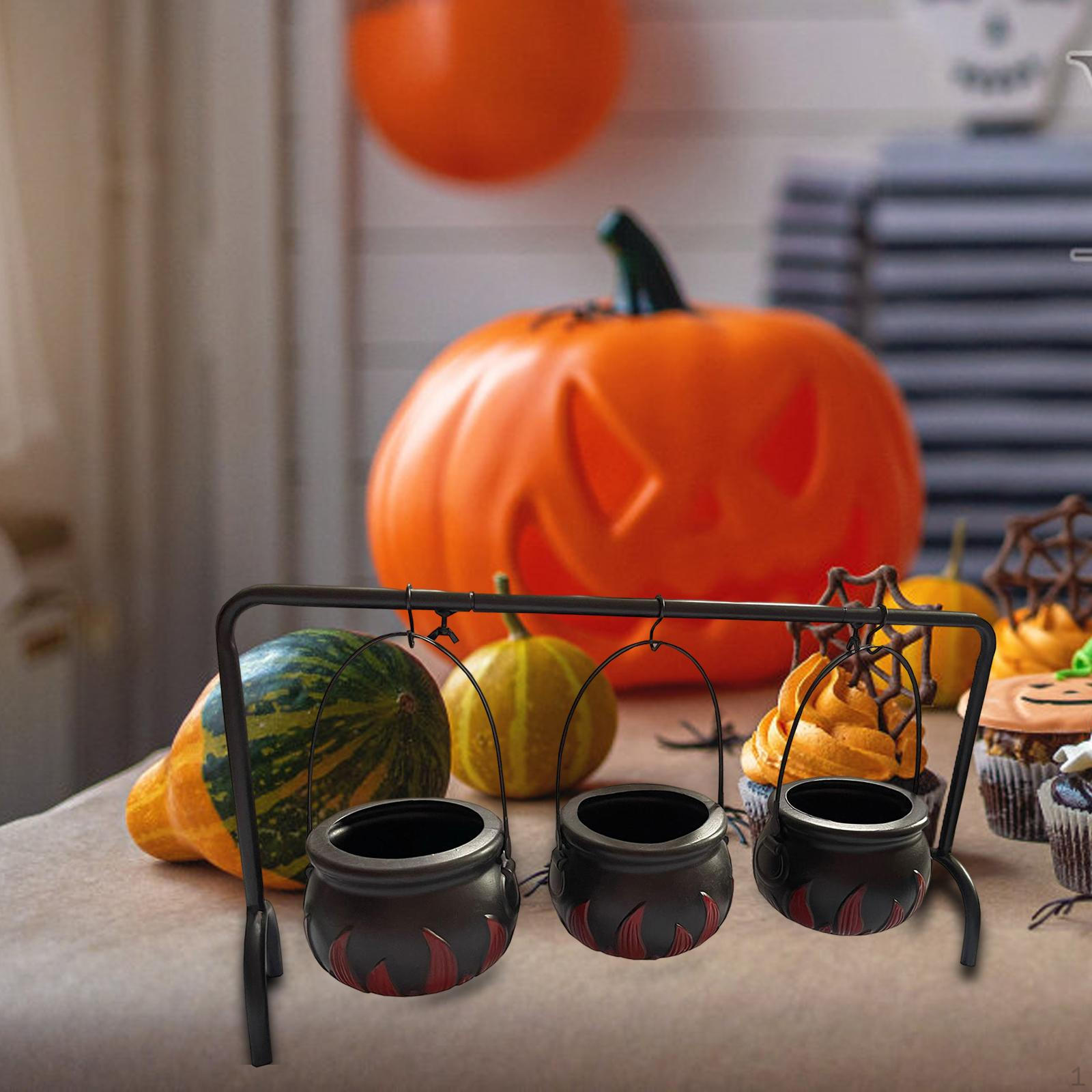 

Halloween Bucket Ornament Candy Photo Props Abstract Decorative Tableware Accents Black Red Flame