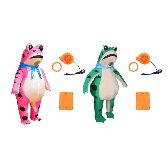 Inflatable Frog Costume for Adult Kids Funny Blow-Up Full Body Frog Suit with Air