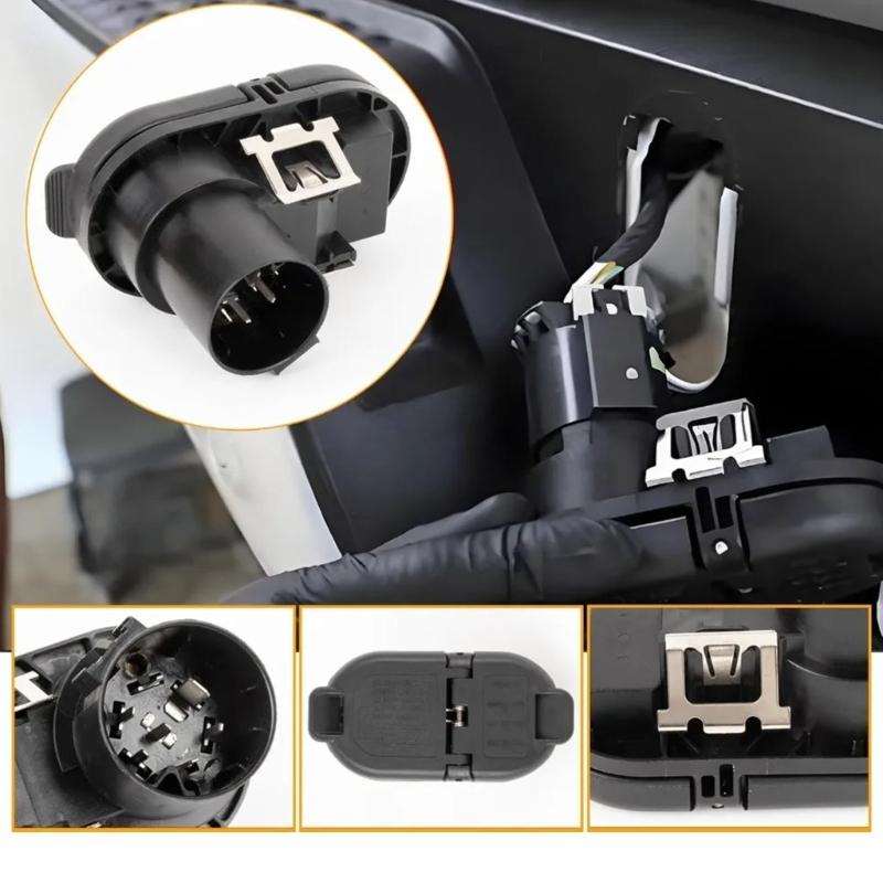 7 Way & 4 Flat Trailer Tow Hitch Wiring Plugs Receptacle Assembly with Mounting Bracket for USCAR Socket