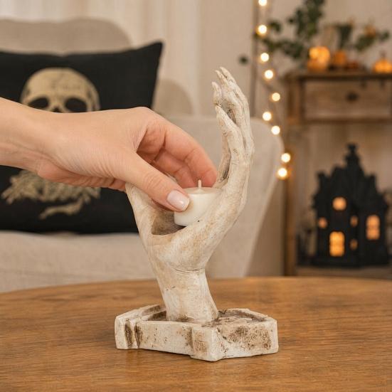 Collectible Eye-catching Candle Holder Resin White 1 Pc