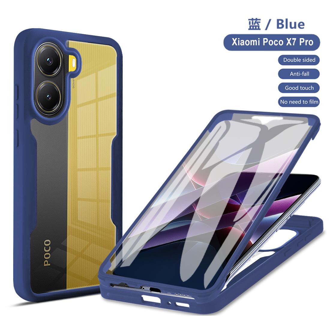 

Противоударный чехол с полной защитой корпуса для Xiaomi Poco X7 Pro 5G Защитная крышка Прозрачный Fundas Coque Capa Poco x7 pro синий