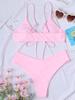 2023 New Bikini Solid Color Lace-up Sexy Bikini Split Swimsuit Woman Swimsuit