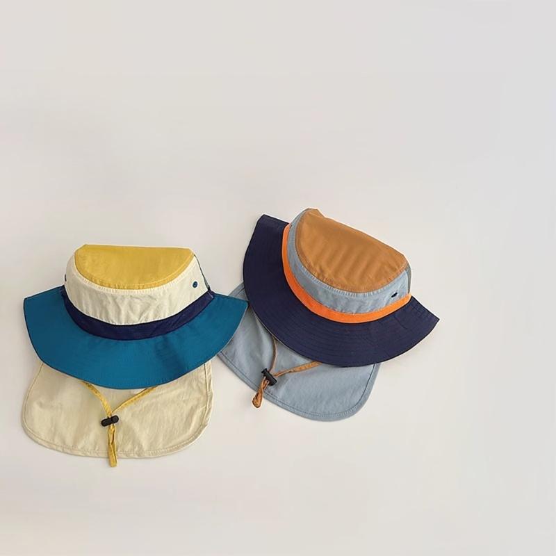 Toddlers Bucket Hat with Neck Flap Quick Drying Outdoor Hot Day Spring Foldable Fisherman Hat Sunproof for Children