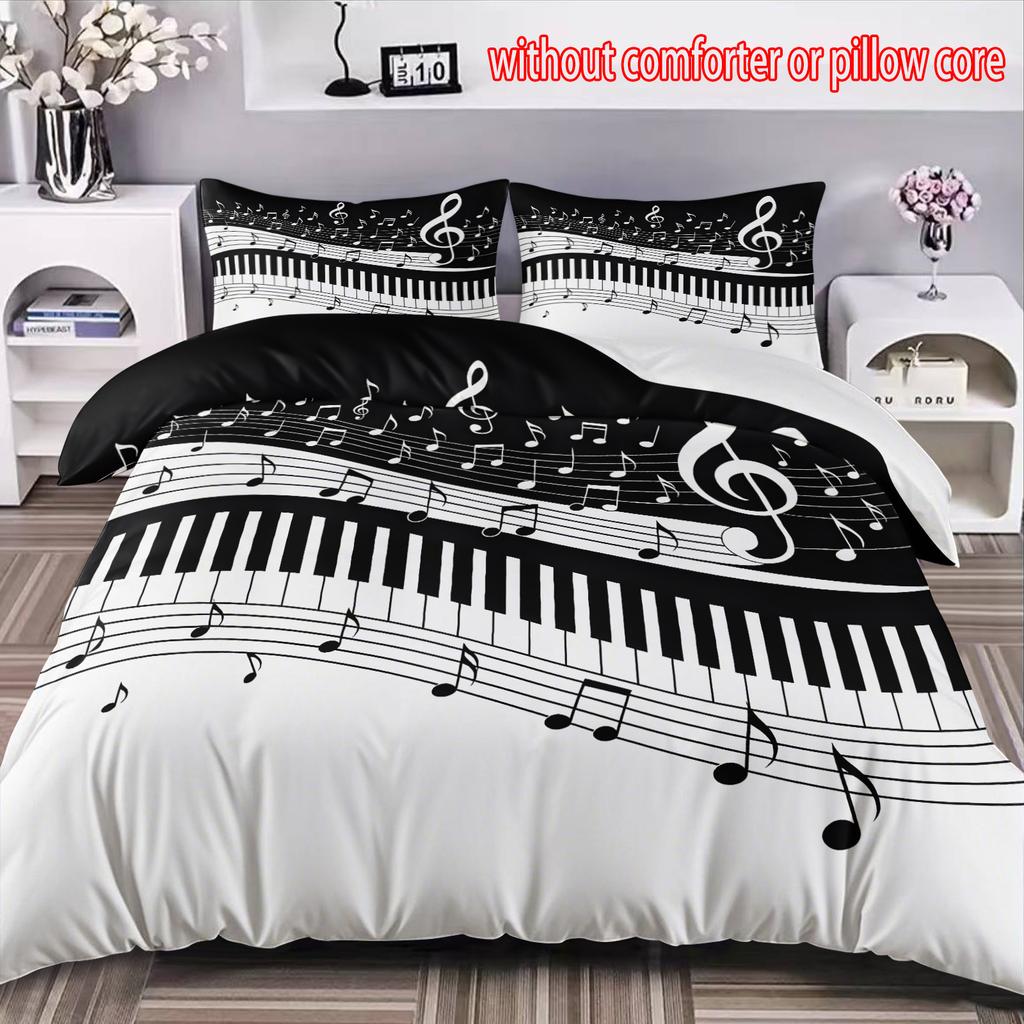 Music Piano Three-Piece 3D Digital Printing Quilt Set