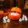 Pumpkin Storage Box Halloween with 20 Mini Ghosts for Candy & 3D Printed Treat Container Lid Trick or Treat Holiday Party Spooky Ghost Decorations