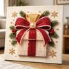 Premium Framed Pearl Art Kit with Christmas Gift Bow 5D Sparkling Bead Canvas DIY Relaxing Craft for Home Wall Decor Gift