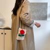Girl Zipper Flower Straw Bag Cute Photo Props Handmade Woven Kid Messenger Bags Storage Basket Coin Purse Crossbody Handbag