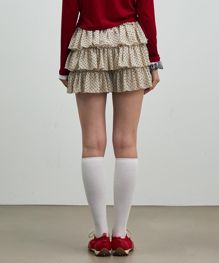 Alikim Mini Heart Cancan Skirt Pants / Beige