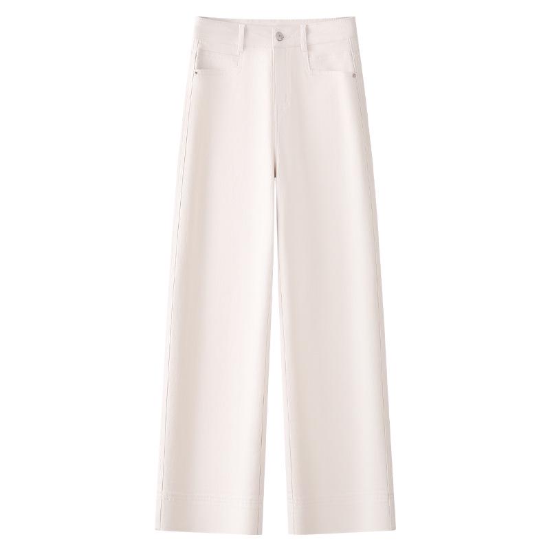 Women's High Waist Yellow Slim Straight Leg Jeans - 2026 Spring/Autumn Nine-Point Fit