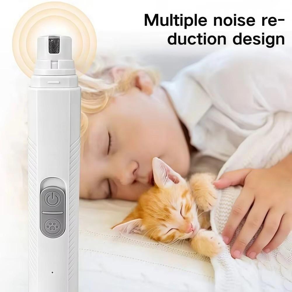USB Rechargeable Electric Dog Nail Grinder Quiet Operation LED Pet Nail Clipper Polisher Wheel 2-Speed Paws Grooming Tool Home