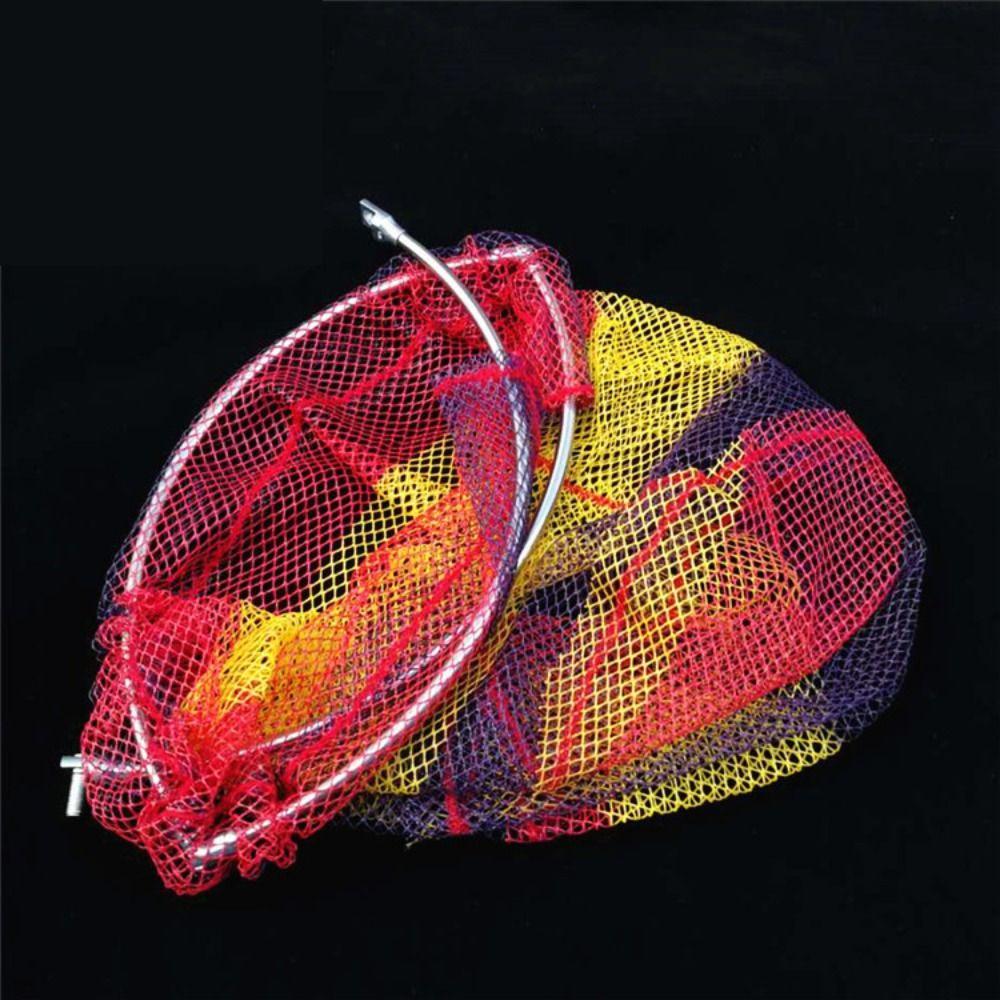 Nylon Folding Landing Net Head Stainless Steel Color Nylon Fishing Net Outdoor Fish Catching