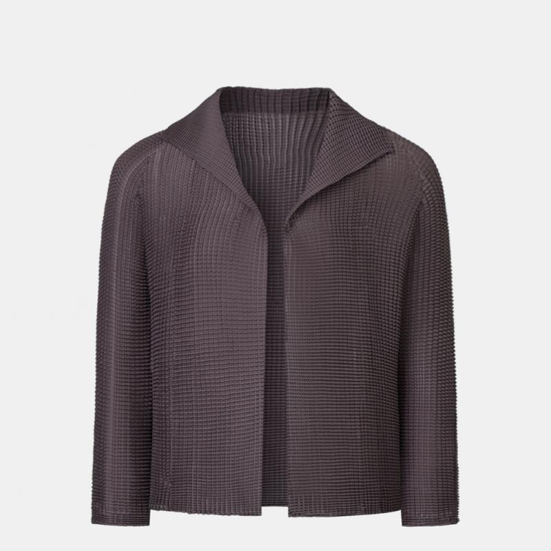Pleats Me Mesh Open Collar Cardigan Epcdm126008