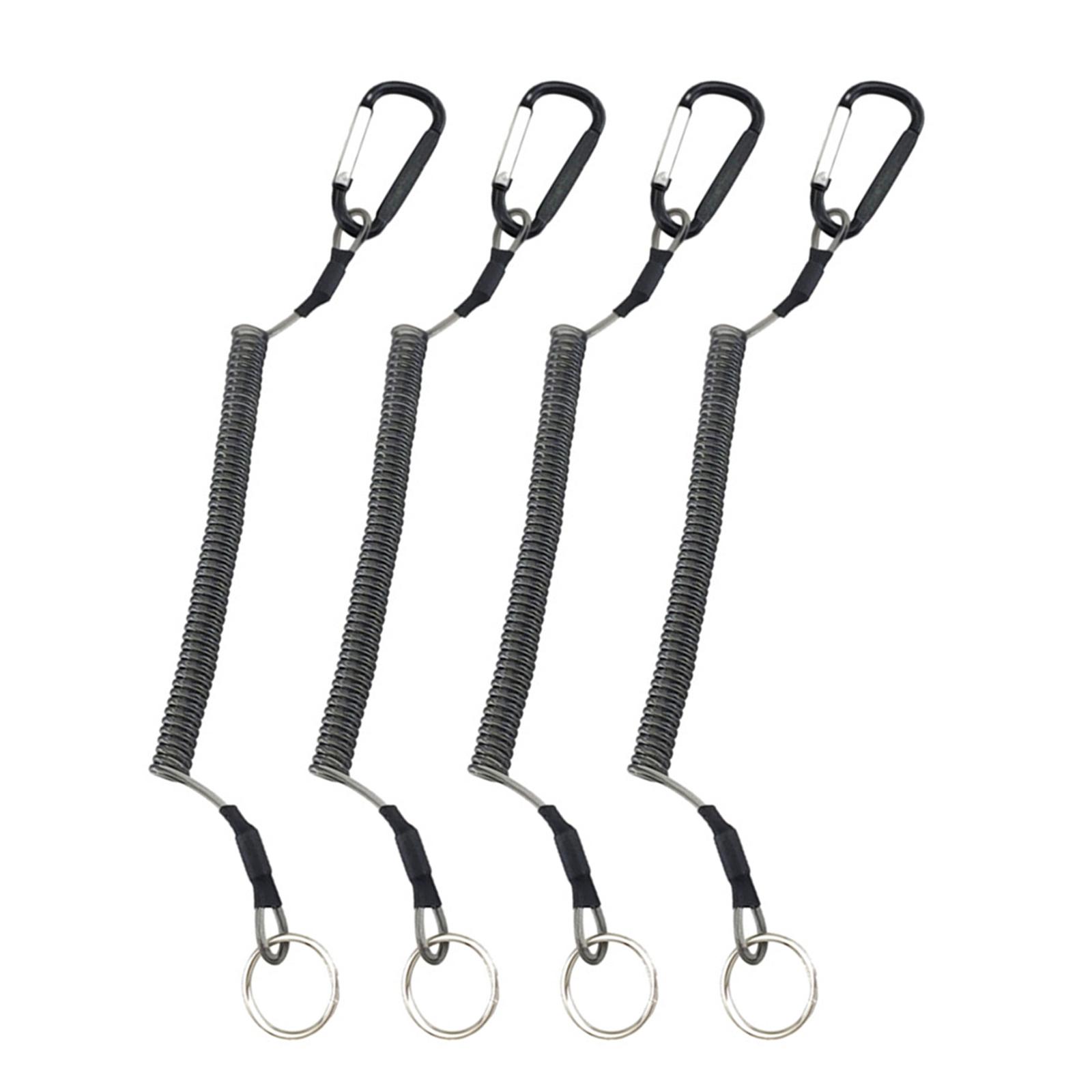 

4Pcs Fishing Lanyards with Carabiner Fishing Coiled Lanyards Fishing Tool Retractables Safe Rope for Plier Boatings