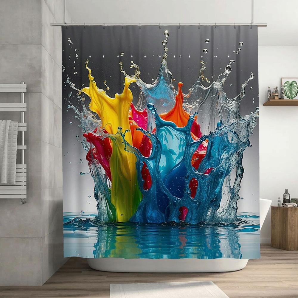 Bright Splash Shower Curtain Set Waterproof Fabric Bathroom Decor In Multiple Colors! Perfect For A Modern Bath Or Kids Room. Fr
