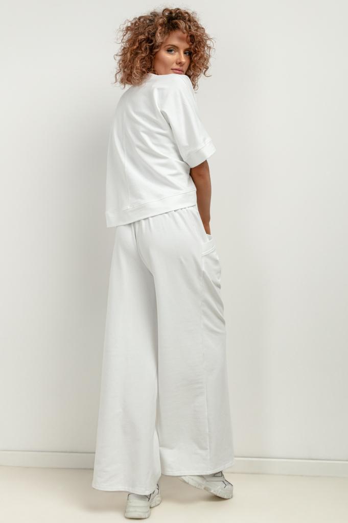 Wide V-neck sweatshirt T416 white white XS/S