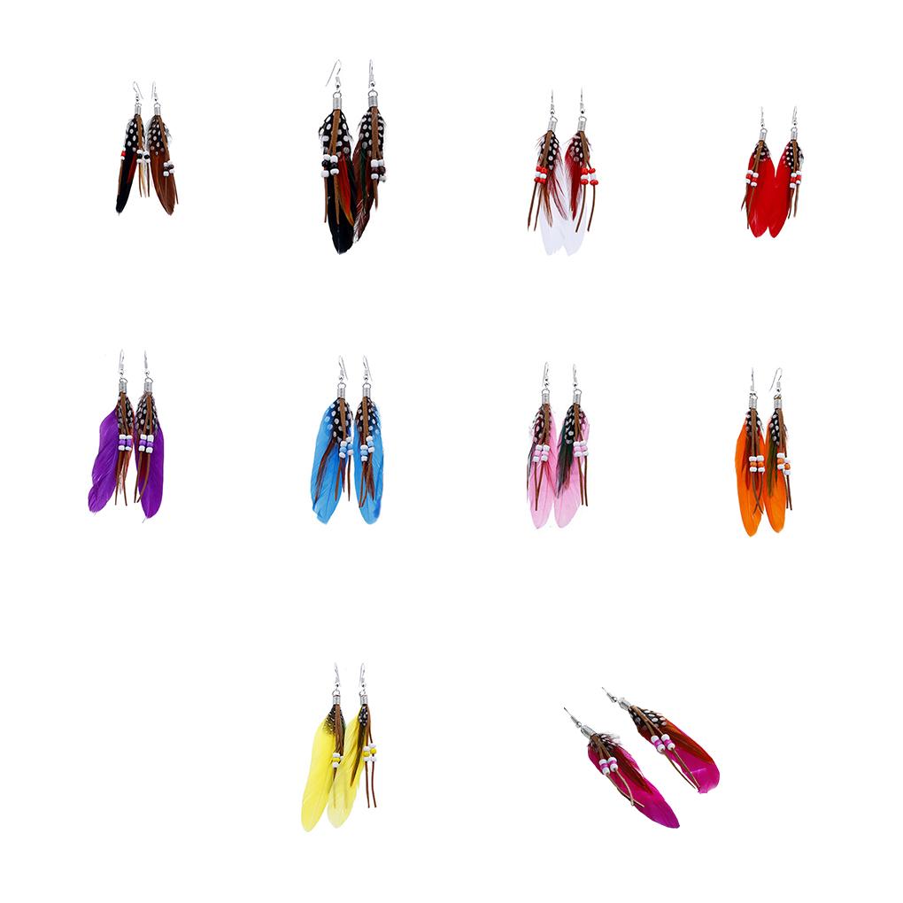 Feathers Earrings Long Ear Drop Ornament Bohemian Pendants Plume Pendant Dangling Earring Dangler for Dress Adornment