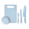 Children Plastic Kitchen Knife and Fruit Knife Educational Set with Cutting Board Plate and Fork for Safe Food Preparation