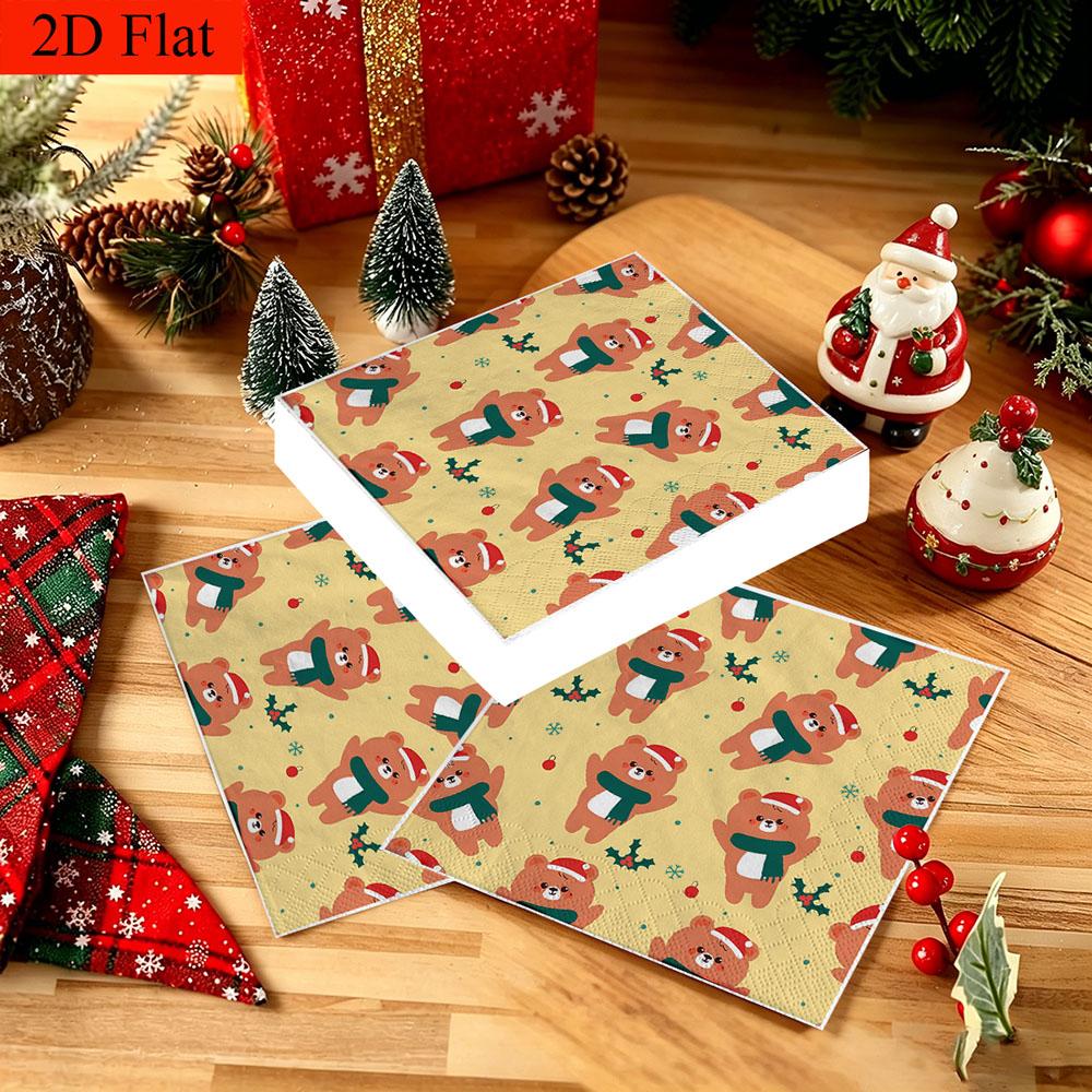 20pcs Disposable Napkins Withgingerbread Man Pattern Print for Wedding,Parties,and Daily Use for Thanksgiving Fall Christmas Table Decoration