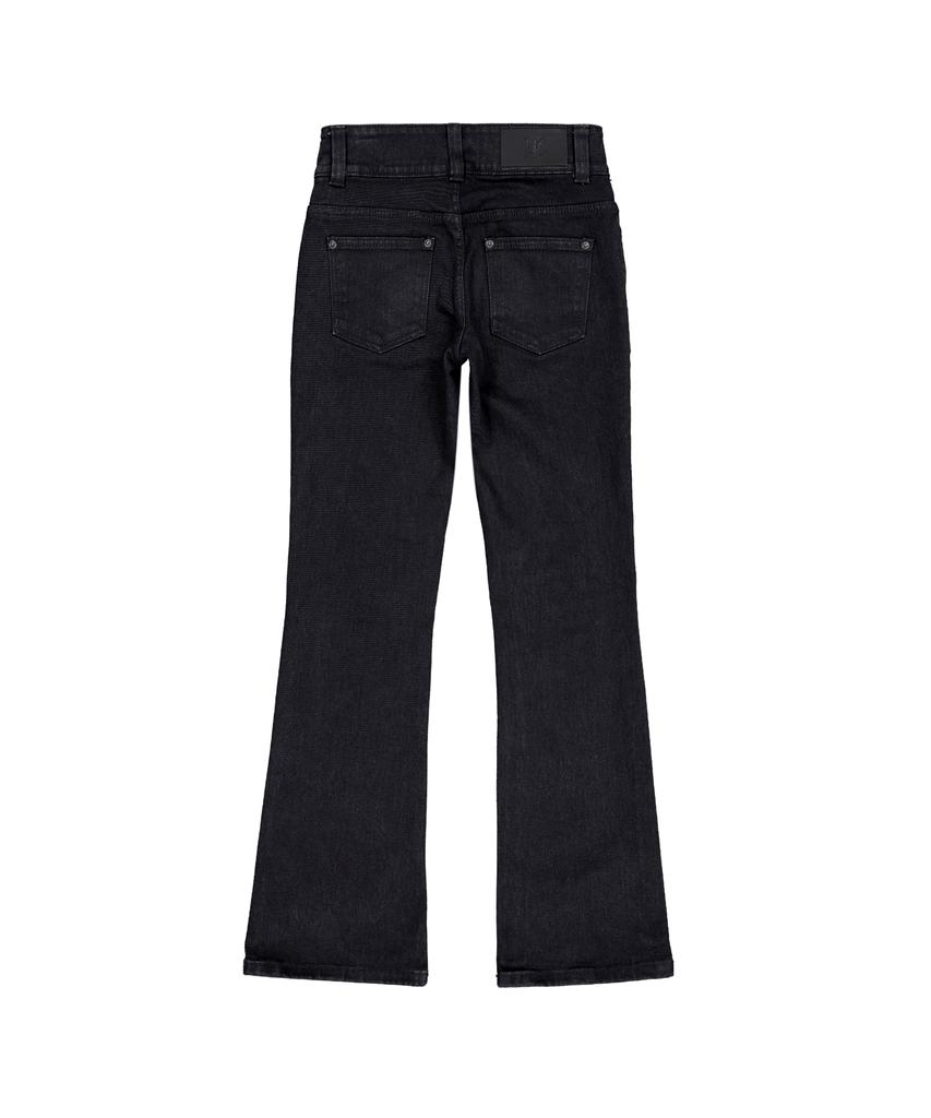 Uallong Black Western Washed Boots-Cut Denim Pants - Black