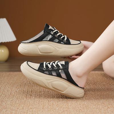 Summer Half Slippers Outer Wear Women's Shoes Fashionable Casual Versatile New Hollow Slippers Breathable Thin White Shoes