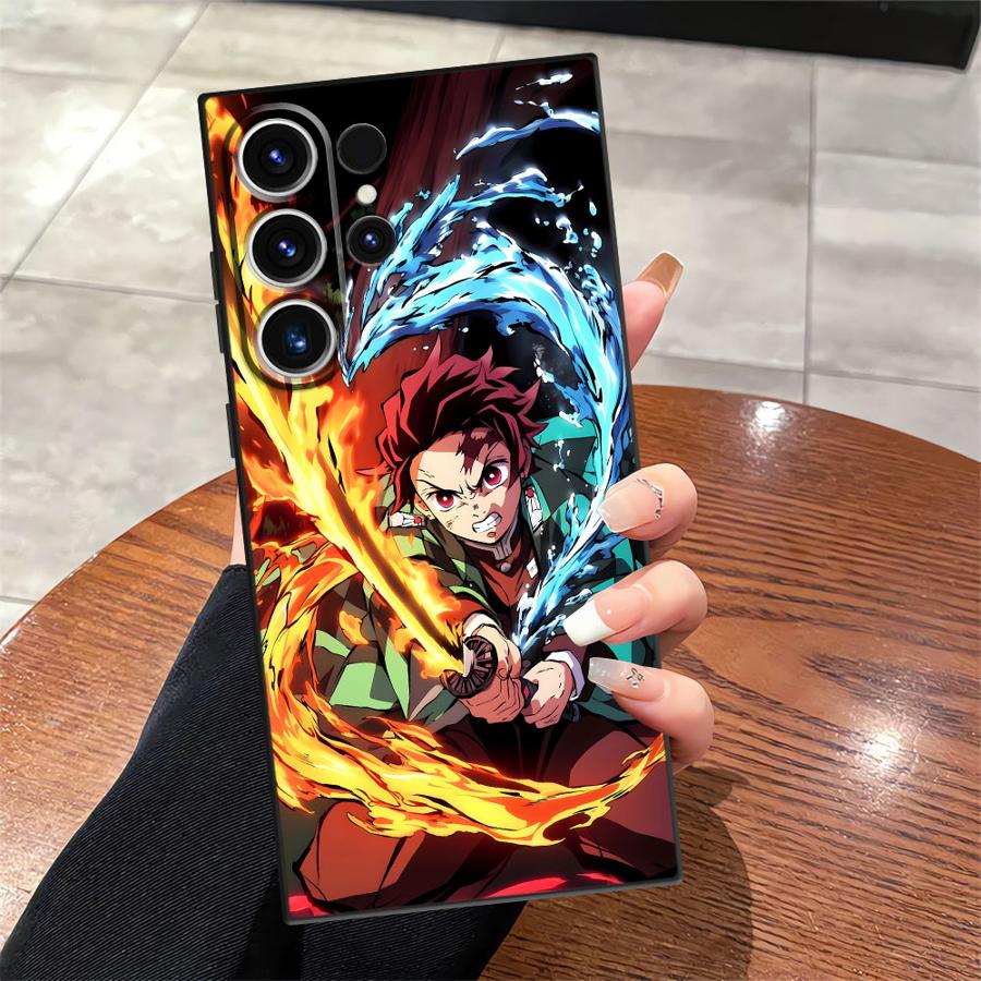 Case for Samsung Galaxy S25 Edge S23 Ultra S24 Plus S21 FE S20 Black Soft Phone Cover Anime D-Demon S-Slayer