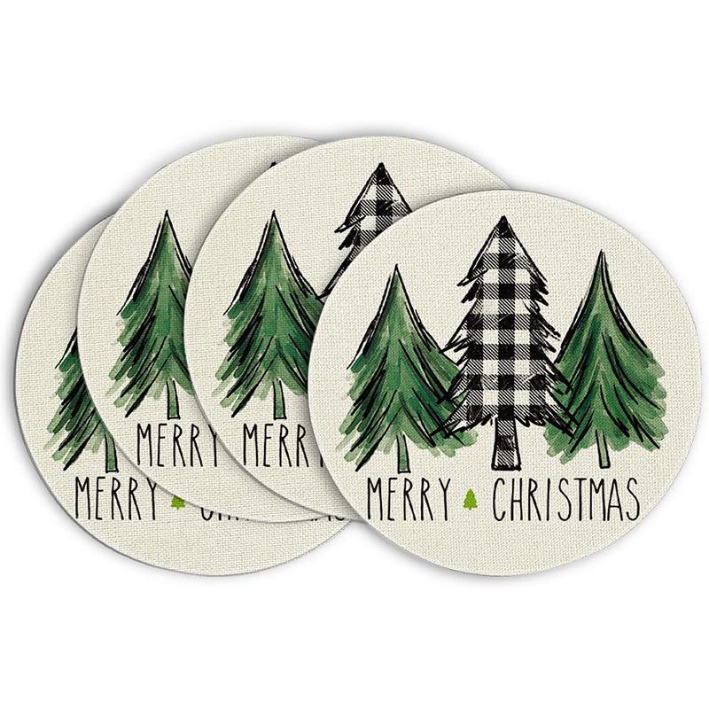 Festive Style Christmas Round Placemats - 4-Piece Set for Holiday Table Decor